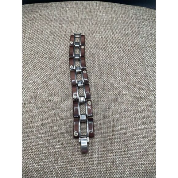 VINTAGE BRIGHTON BROWN AND SILVER BRACELET - Picture 4 of 7